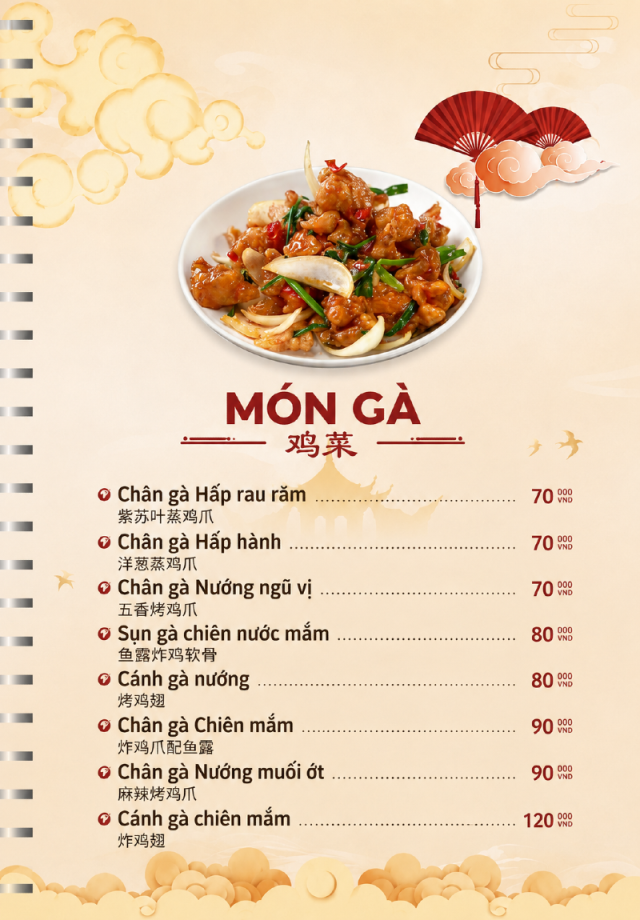 menu gà